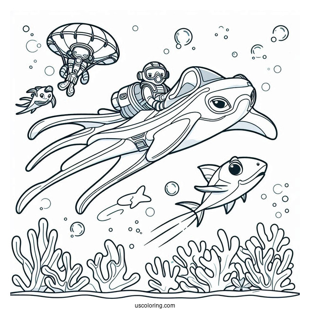 Octonauts Coloring Page Riding Manta Ray