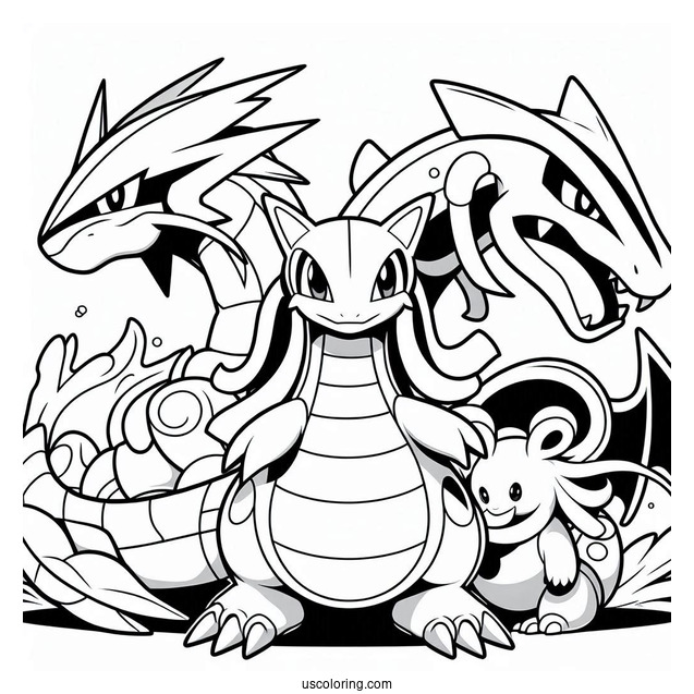 Groudon With Kyogre And Rayquaza Coloring Page