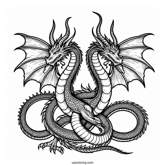 Two Headed Dragon Coloring Sheet
