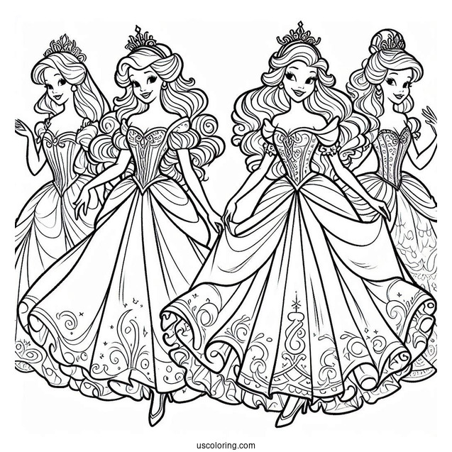 The Wicked Stepsisters From Cinderella Coloring Sheet
