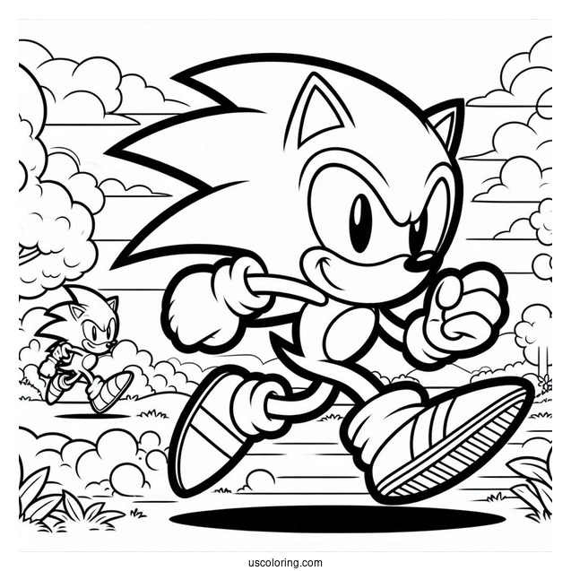 Coloring Sheet Of Sonic Running