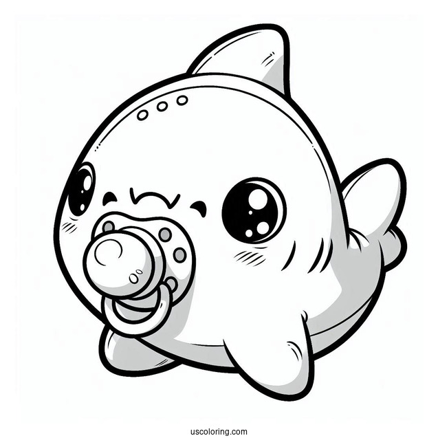 Cute Shark Coloring Page With Pacifier