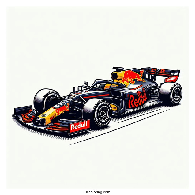 Red Bull RB16B F1 Coloring Page Race Car