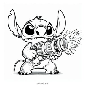 Lilo & Stitch Coloring Page Of Angry Leroy Holding Plasma Blaster
