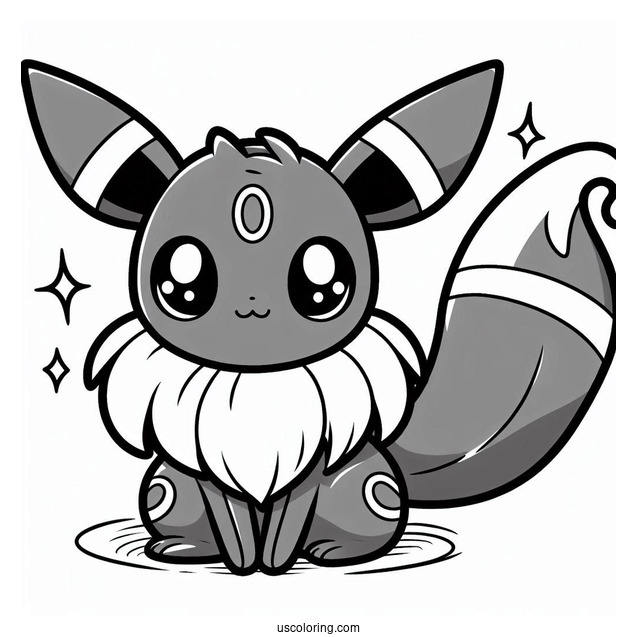 Kawaii Umbreon Coloring Sheet