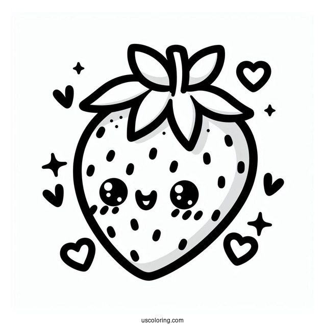 Cute Kawaii Strawberry To Color