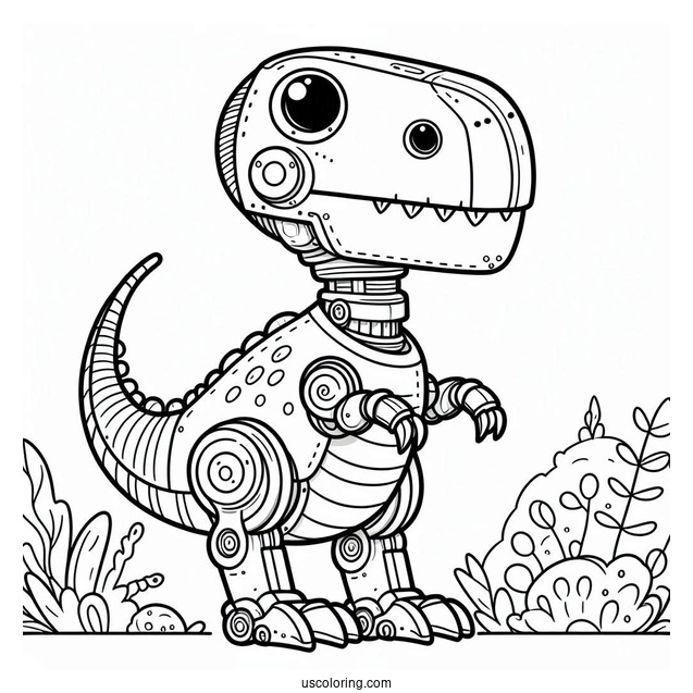Robot Dinosaur Coloring Sheet