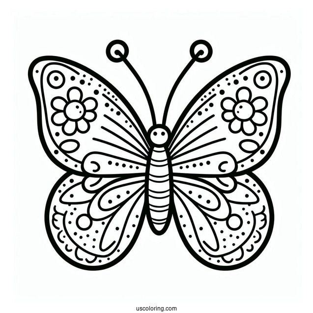 Cartoon Butterfly Coloring Page With Rounded Wings For Preschoolers