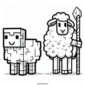 Minecraft Sheep Coloring Page For Kids