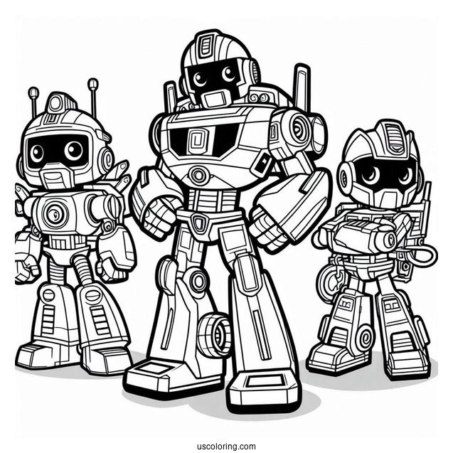 Rescue Bots Coloring Page Of Characters Poster