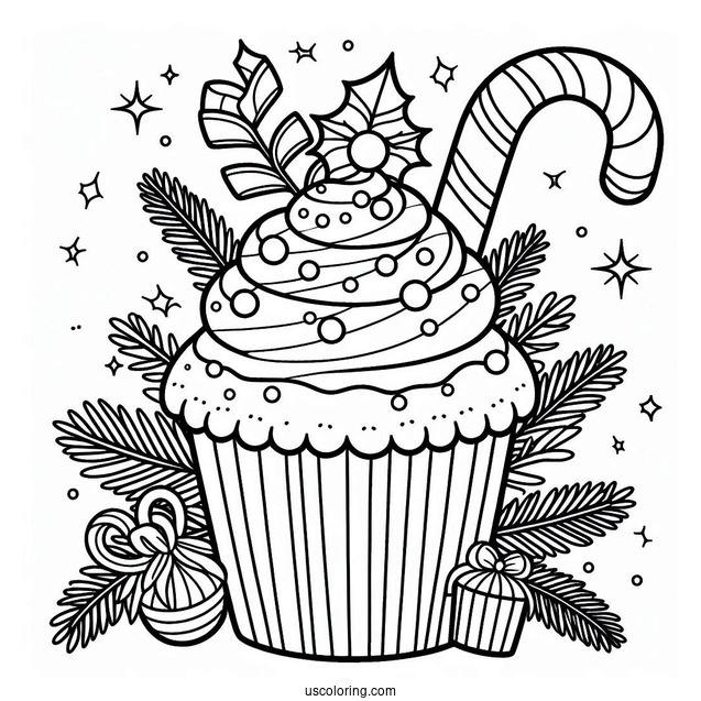 Christmas Cupcake With Candy Canes And Stockings