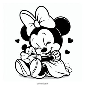 Minnie Mouse Hugging Snow White Coloring Pages For Kids