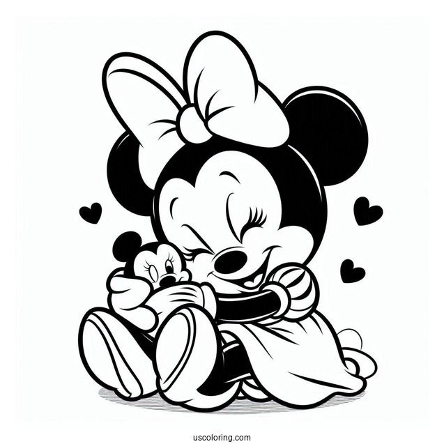 Minnie Mouse Hugging Snow White Coloring Pages For Kids