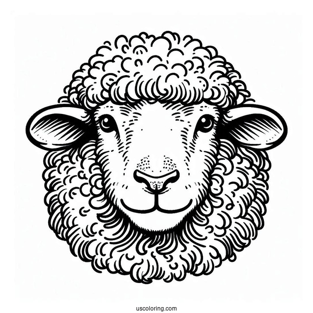 Shaggy Sheep Face Coloring Page