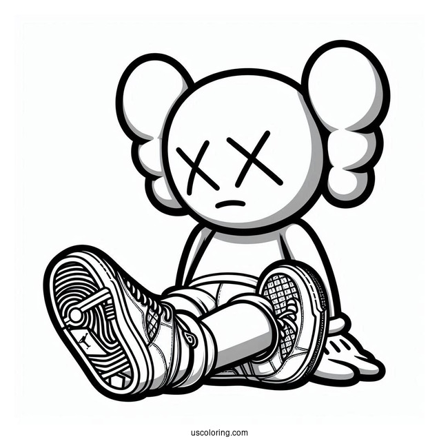 Dissected KAWS Coloring Page Companion In Air Jordan Pose