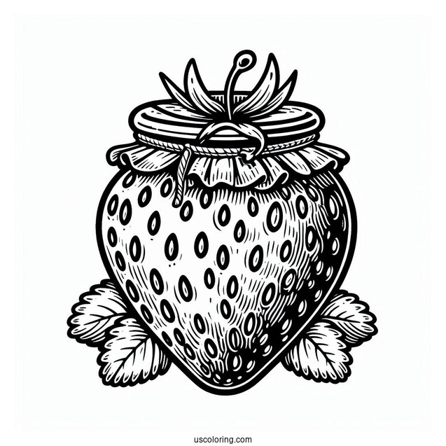 Detailed Strawberry Coloring Page With A Jam