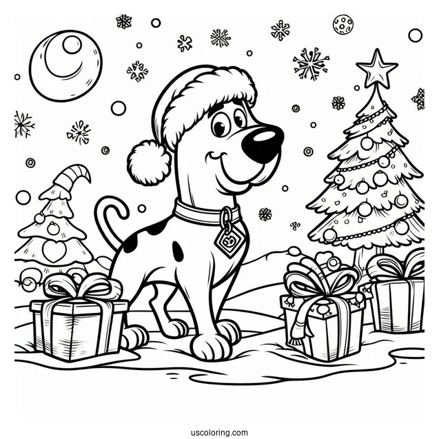Coloring Page Of Christmas Themed Scooby-Doo