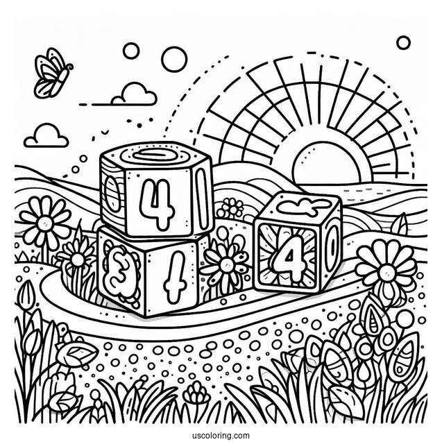 Numberblocks Coloring Page 4 Taking A Walk