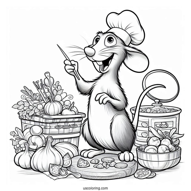 Skinner Catching Ratatouille Coloring Page In the Kitchen