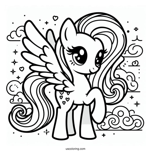 Cute Fluttershy Outline for Kids