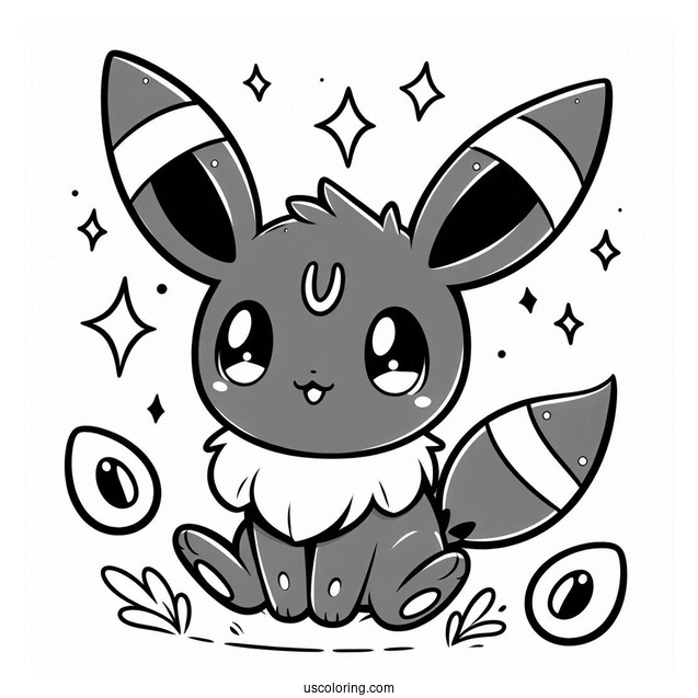Kawaii Umbreon Coloring Sheet