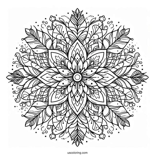 Flower Christmas Mandala Coloring Page