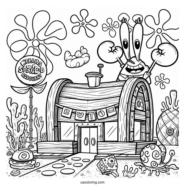 The Krusty Krab Restaurant Coloring Sheet