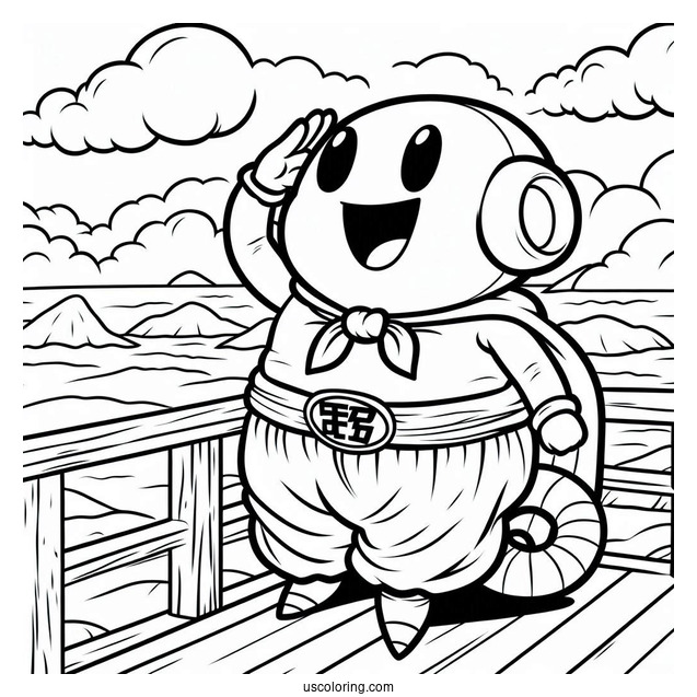 Easy Mr. Popo at the Lookout Dragon Ball Z Coloring Page For Kids