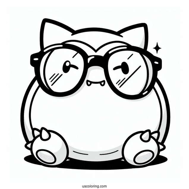 Snorlax Coloring Page Wearing Eyeglasses