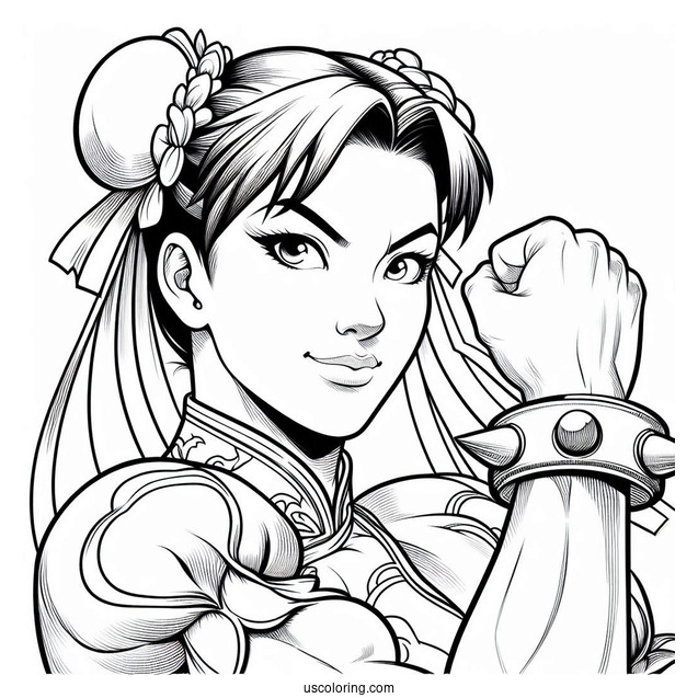 Street Fighter Coloring Page Of Pretty Chun Li For Kids