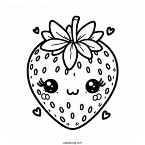 Sweet Blushing Strawberry Coloring Page For Preschoolers