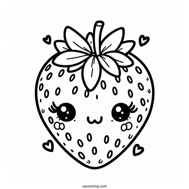 Sweet Blushing Strawberry Coloring Page For Preschoolers