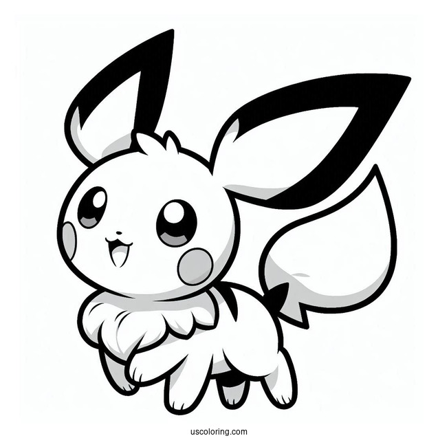 Simple Pichu Coloring Page Riding Eevee