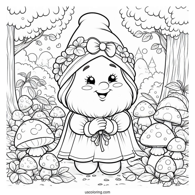 Snow White Coloring Pages Of Bashful Dwarf Surrounded By Mushrooms