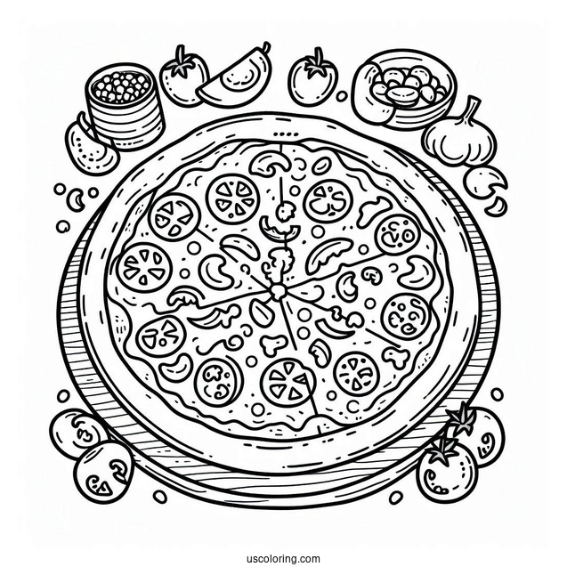 Simple Outline Of a Pizza For Preschoolers