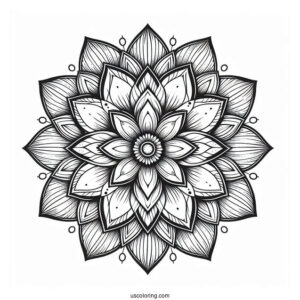 Majestic Flower Mandala Coloring Page With Detailed Petals