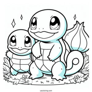 Squirtle Coloring Page With Charmander And Bulbasaur