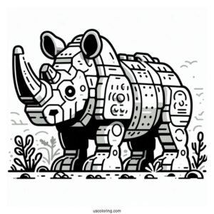 Lego Rhinoceros Coloring Page For Kids