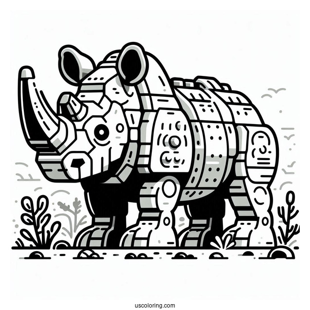 Lego Rhinoceros Coloring Page For Kids