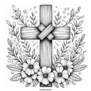 Wooden Easter Cross With Flowers