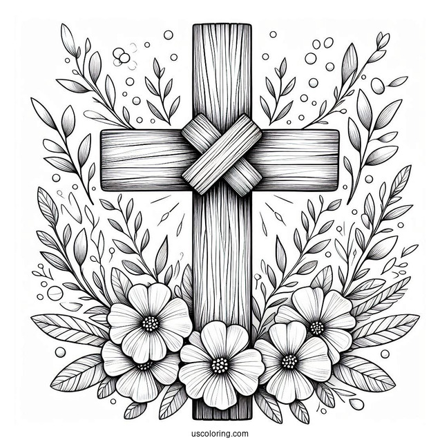 Wooden Easter Cross With Flowers