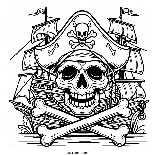 Pirate Skull And Bones Coloring Page For Kids