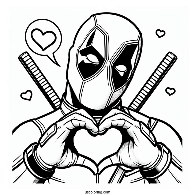 Deadpool Making Love Heart Shape To Color