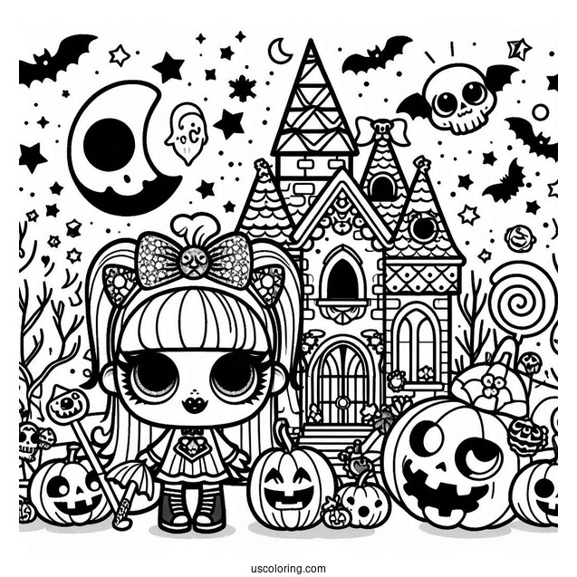 Coloring Sheet Of Halloween Themed LOL Surprise