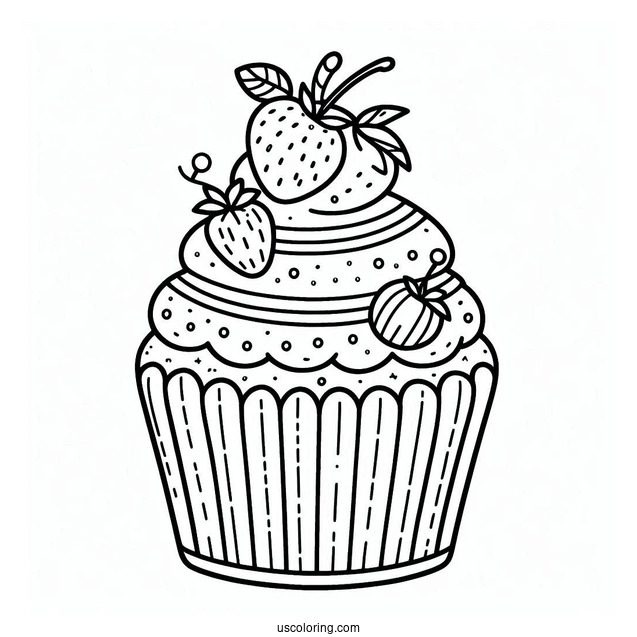 Coloring Sheet Of a Cupcake For Preschoolers