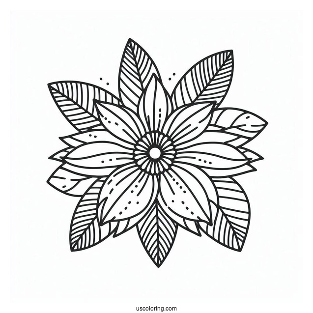 Tropical Flower Mandala Coloring Page