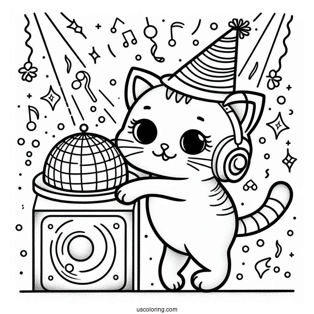 Pete The Cat At a Disco To Color