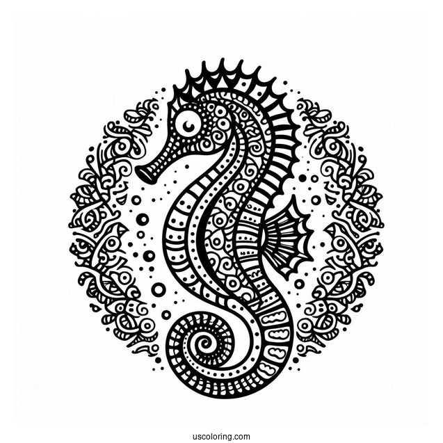 Seahorse Mandala Coloring Page For Adults