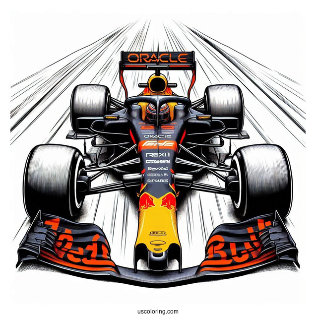 F1 Coloring Page Of Realistic Oracle Red Bull Racers With Contrails In The Air