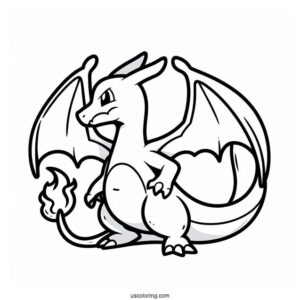 Easy Charizard Outline Coloring In For Kids(1)
